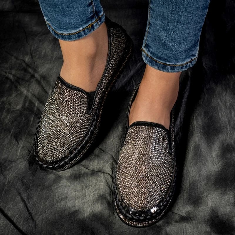 Chaussures Slip - on Femme Plateforme à Strass | Lilikdo